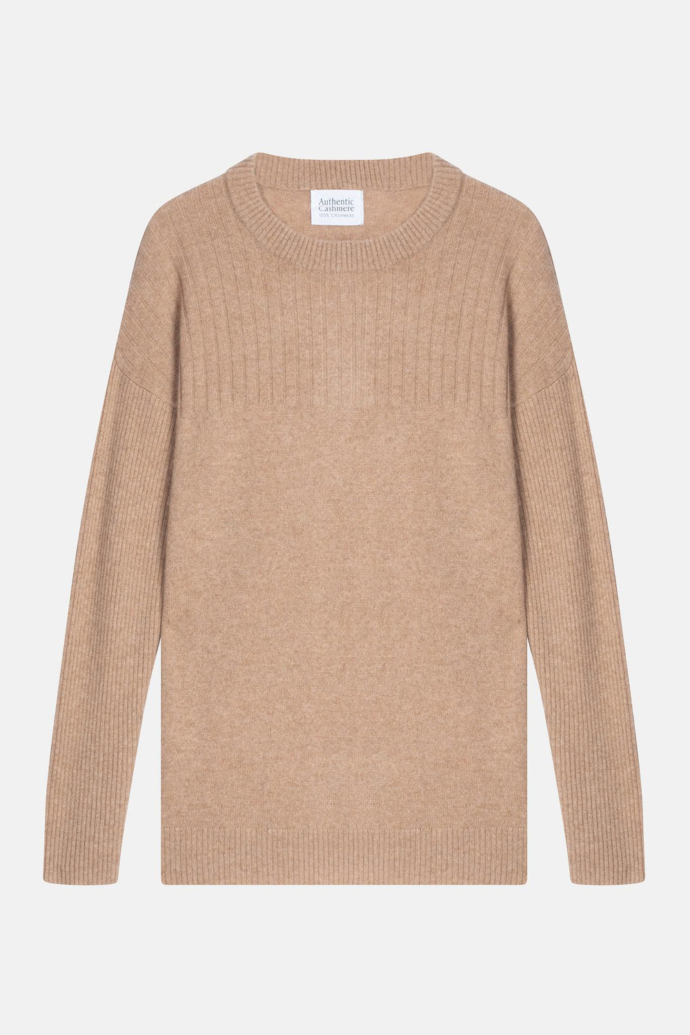 DARIA pull col rond camel chiné 100% cachemire