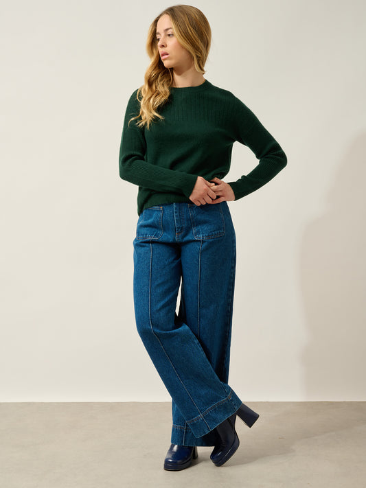 DARIA Pullover mit Rundhalsausschnitt Zypresse 100% Kaschmir