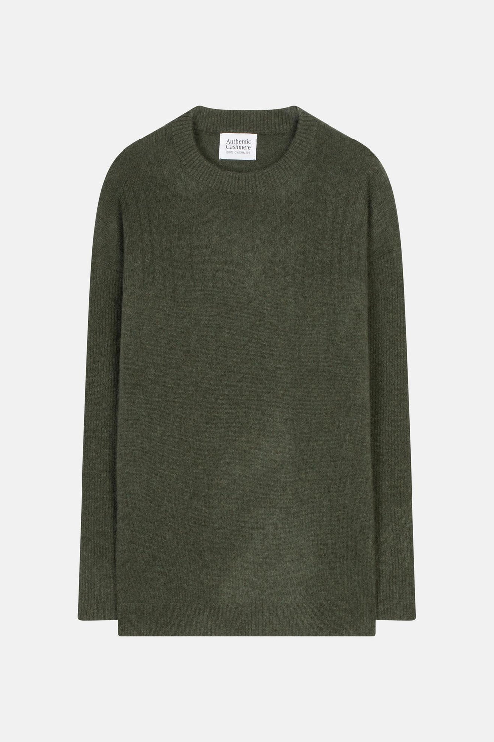 DARIA pull col rond kaki chiné 100% cachemire