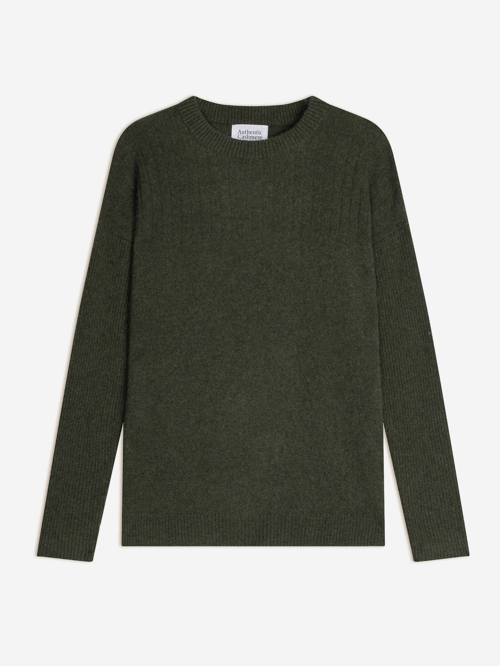 DARIA Pullover mit Rundhalsausschnitt khaki meliert 100% Kaschmir