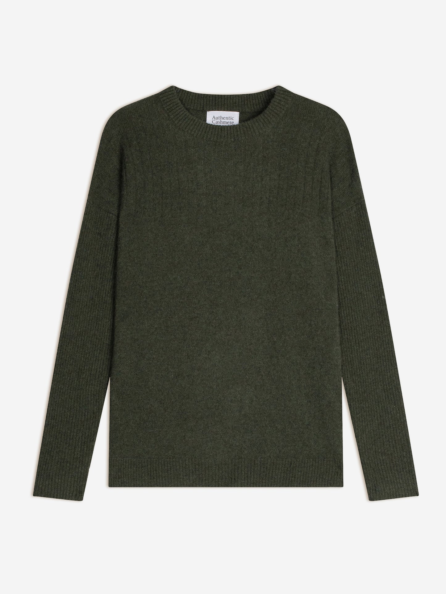 DARIA Pullover mit Rundhalsausschnitt khaki meliert 100% Kaschmir