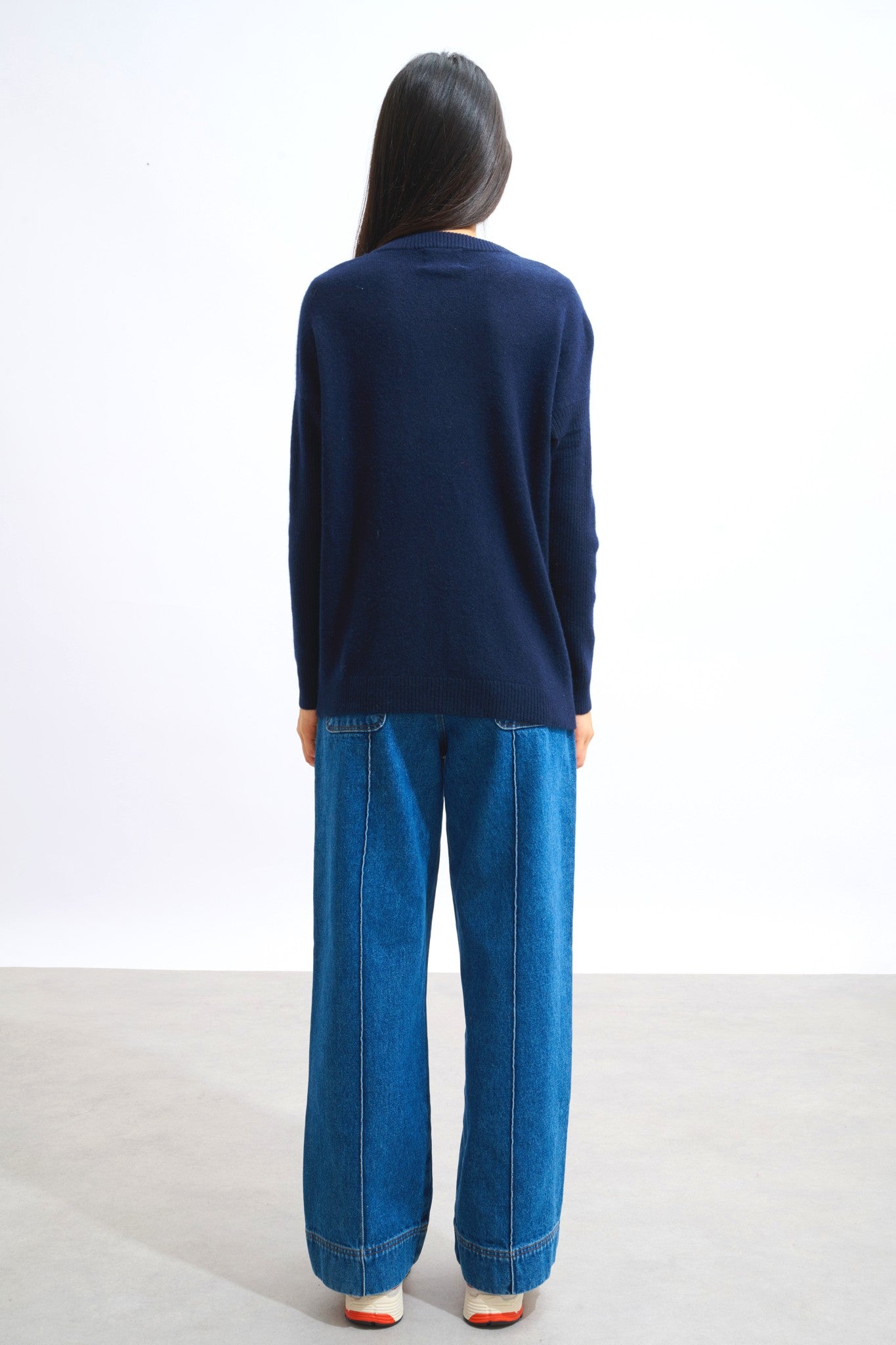 daria pull col rond navy 100% cachemire