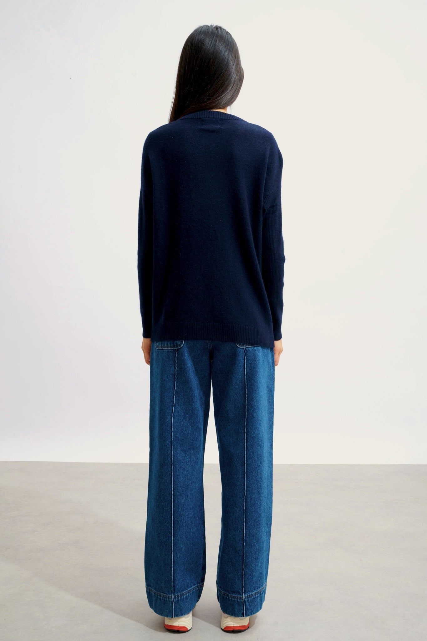 DARIA pull col rond navy 100% cachemire