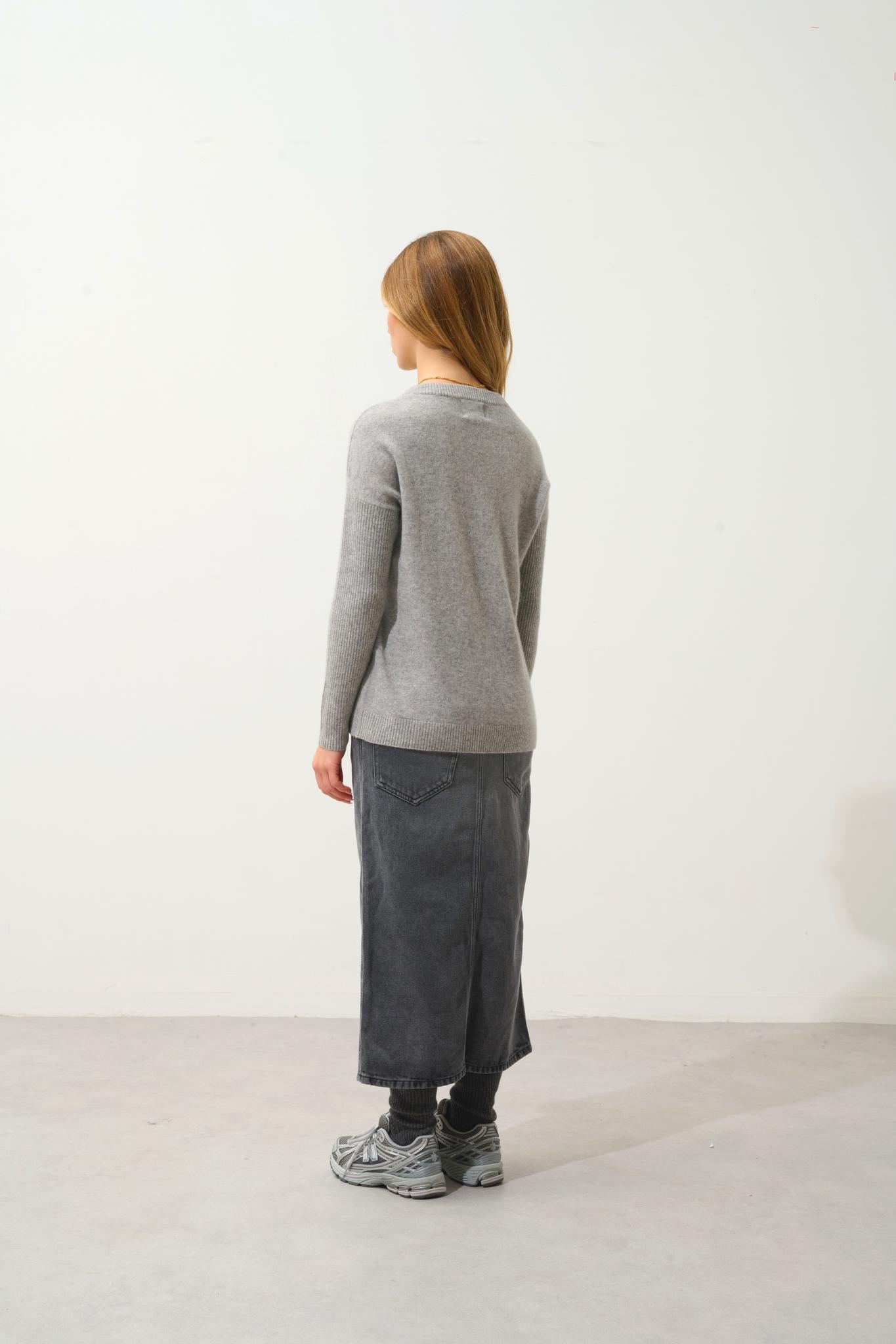 DARIA Pullover mit Rundhalsausschnitt Wolke meliert 100% Kaschmir