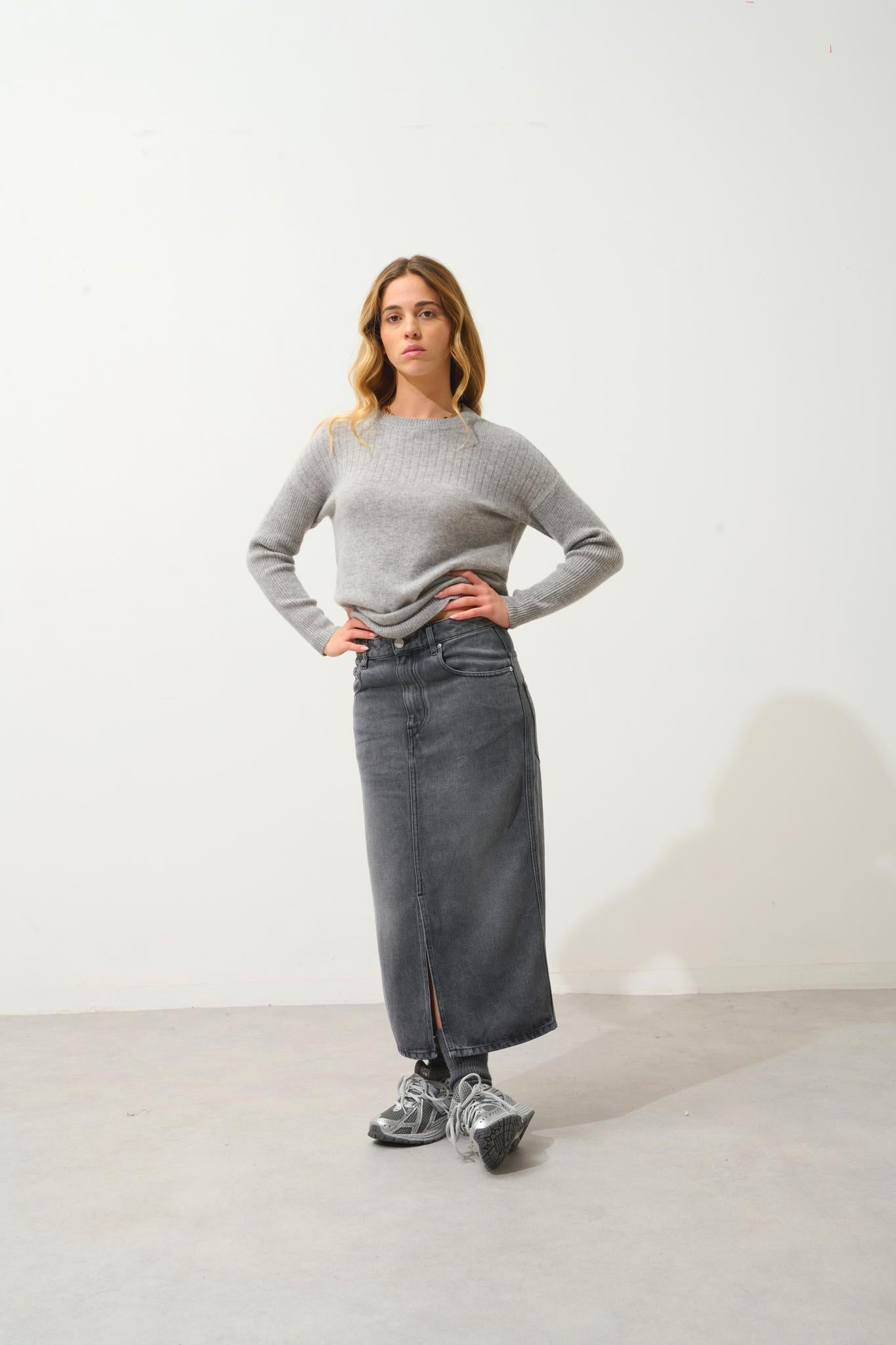 DARIA Pullover mit Rundhalsausschnitt Wolke meliert 100% Kaschmir