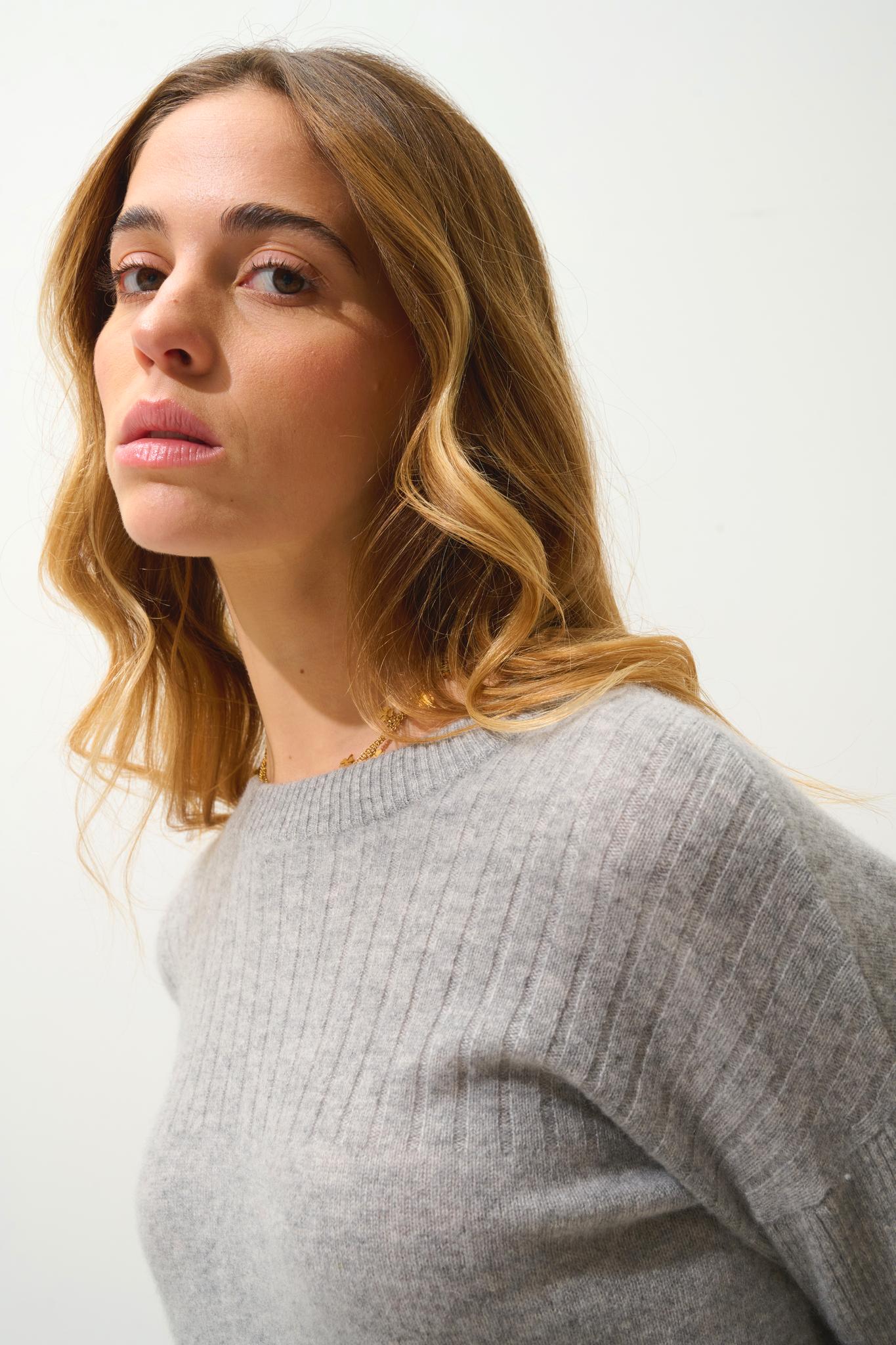 DARIA Pullover mit Rundhalsausschnitt Wolke meliert 100% Kaschmir