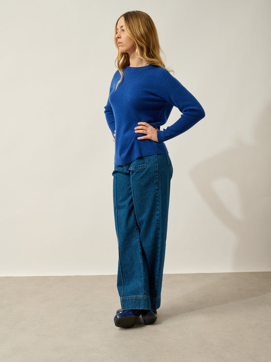 DARIA Pullover mit Rundhalsausschnitt ultramarin 100% Kaschmir