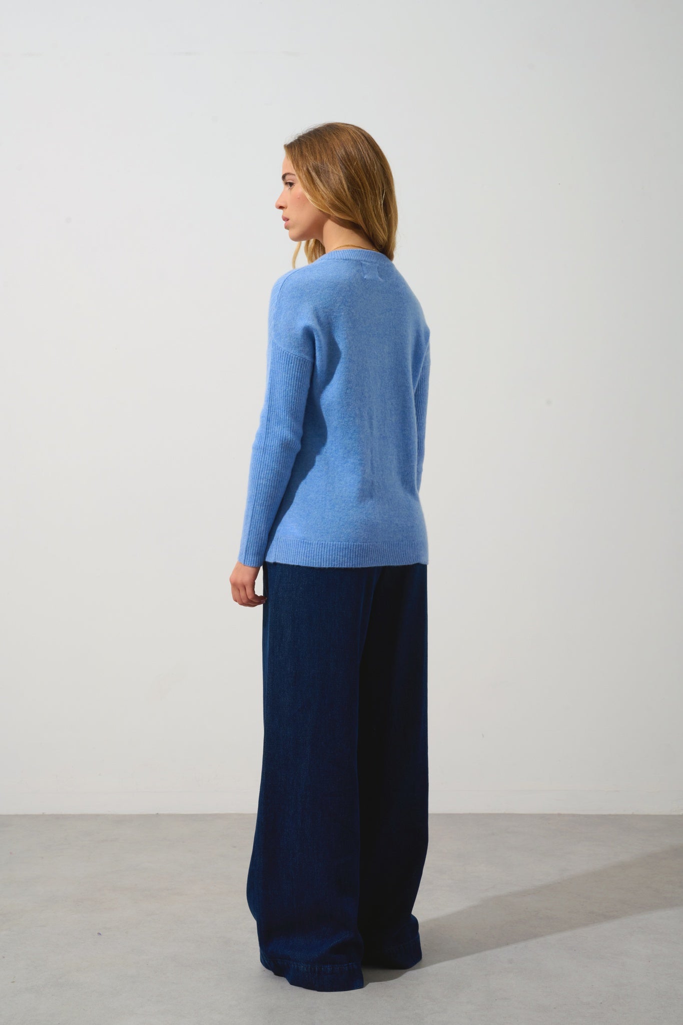 DARIA Pullover mit Rundhalsausschnitt sky 100% Kaschmir