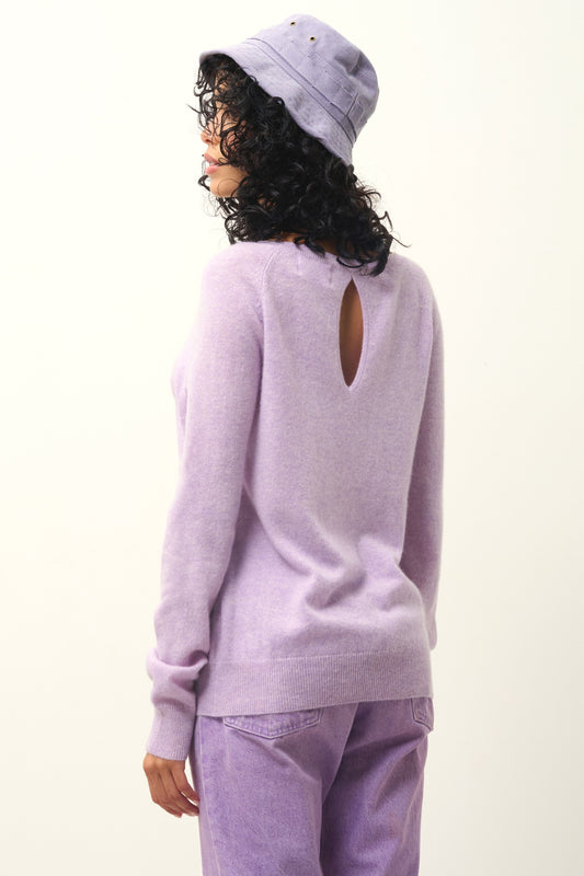 DIBONA Pullover Bootsausschnitt Tropfen Rücken mauve meliert 100% Kaschmir