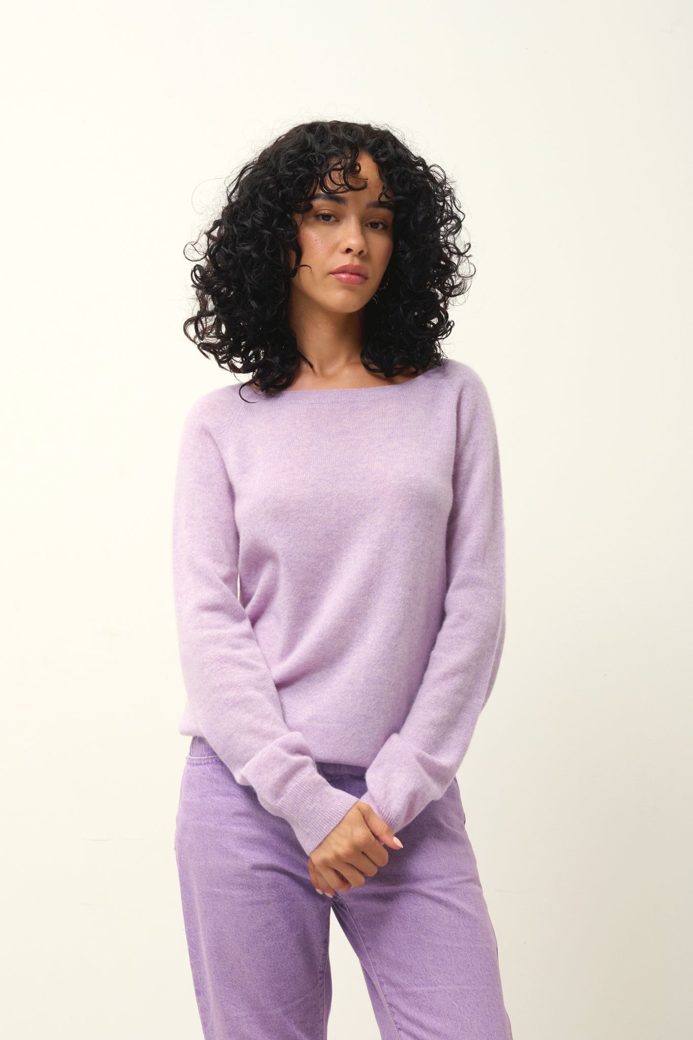 DIBONA mauve mottled boat-neck sweater 100% cashmere