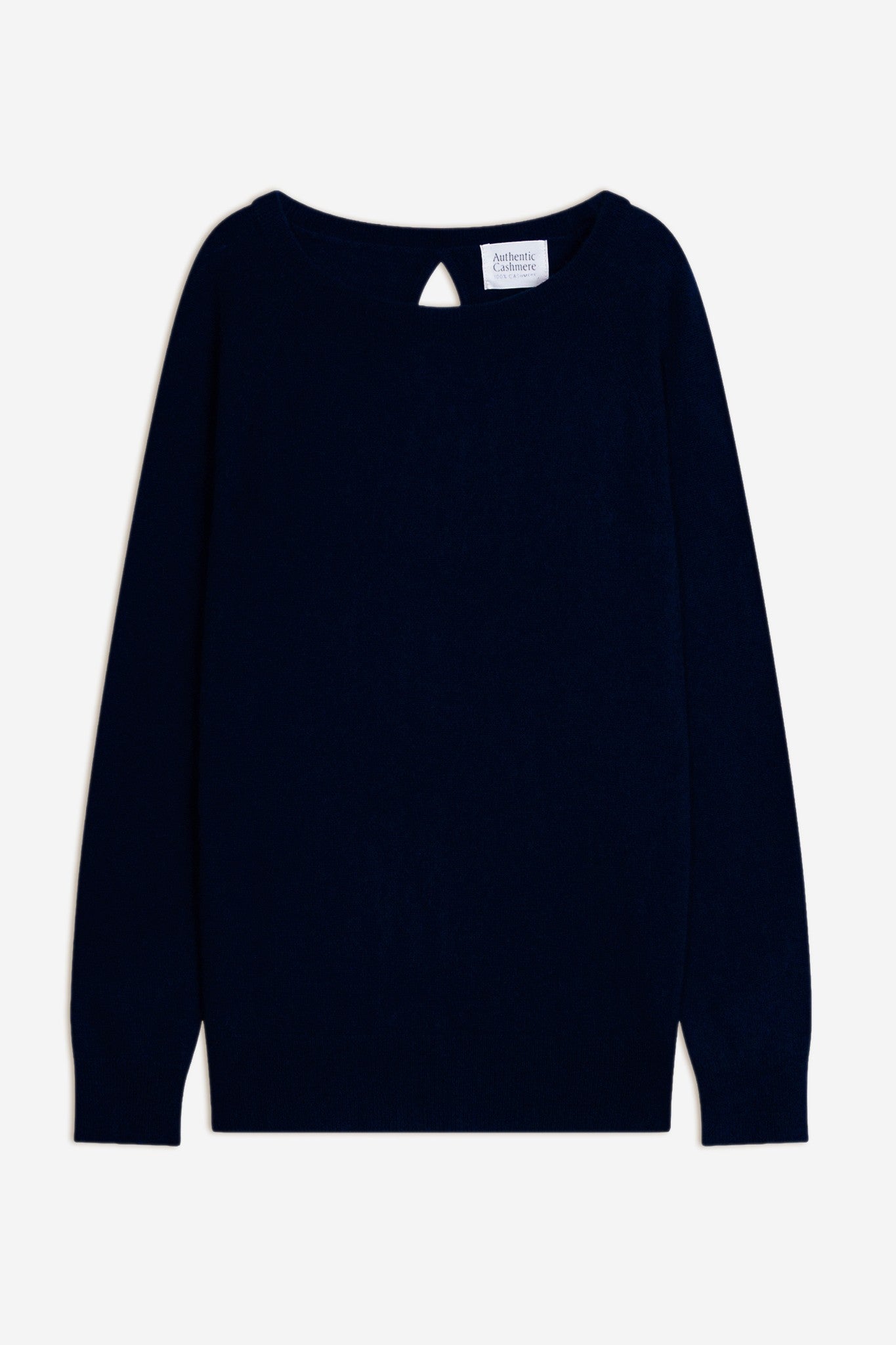 dibona pull col bateau goutte dos navy 100% cachemire