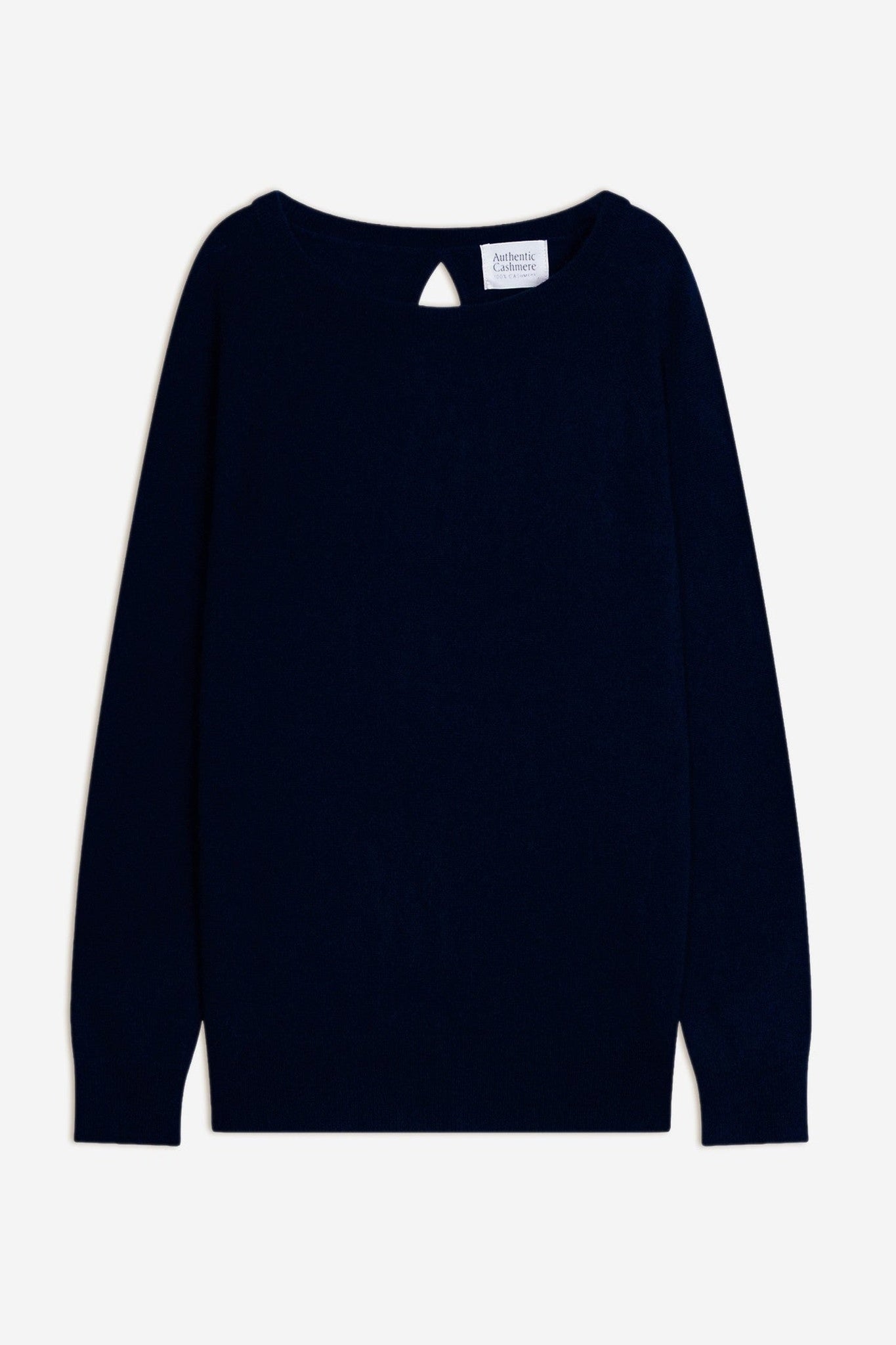 dibona pull col bateau goutte dos navy 100% cachemire