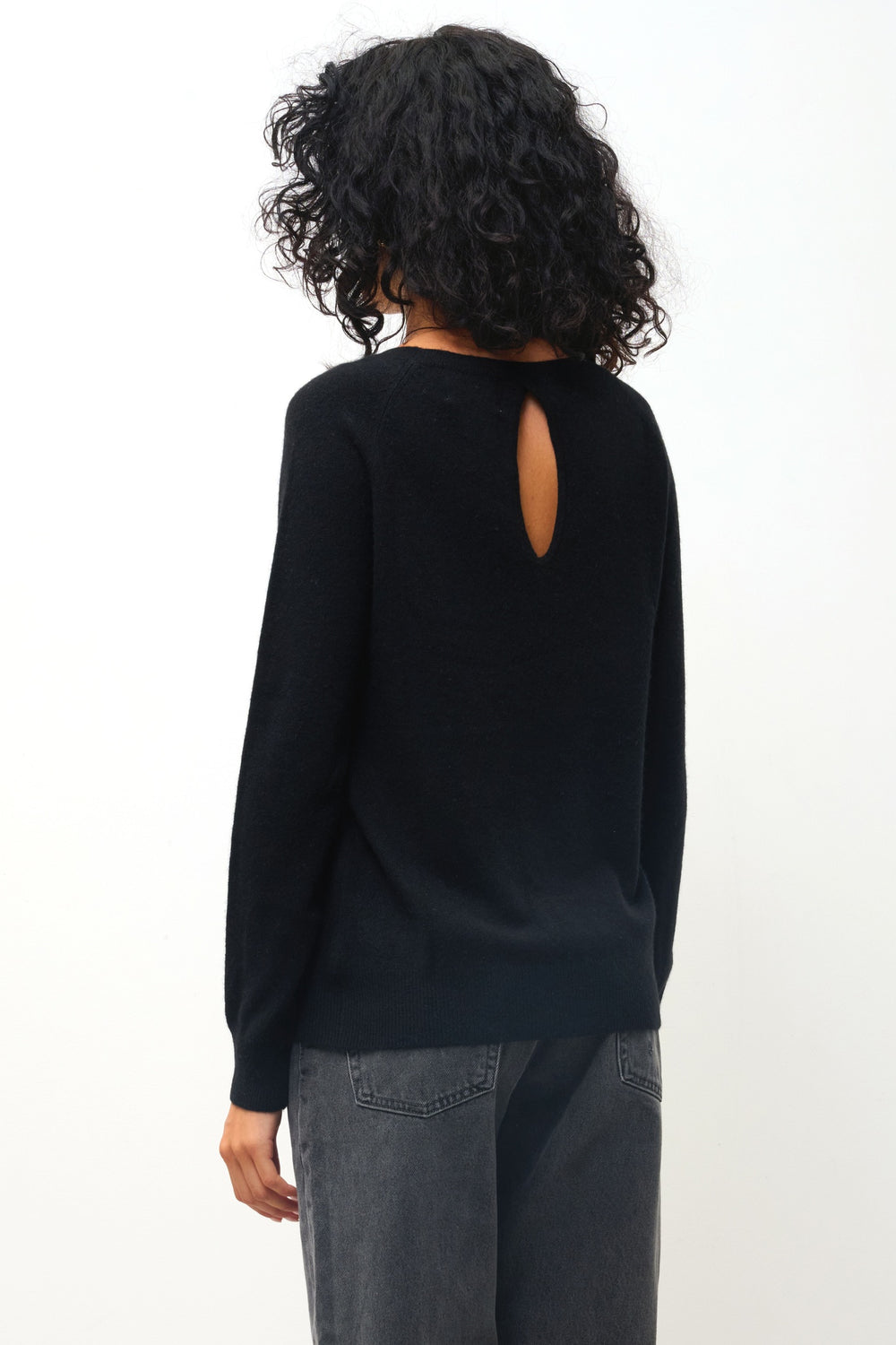 DIBONA pull col bateau goutte dos noir 100% cachemire