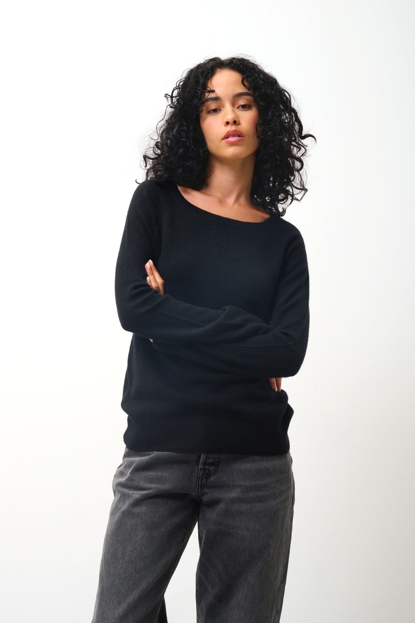 DIBONA Pullover Boot-Kragen Tropfen Rücken schwarz 100% Kaschmir