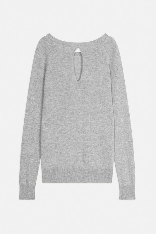 dibona pull col bateau goutte dos nuage chiné 100% cachemire