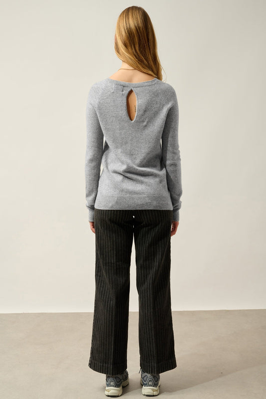 DIBONA Pullover Bootskragen Tropfen Rücken Wolke meliert 100% Kaschmir