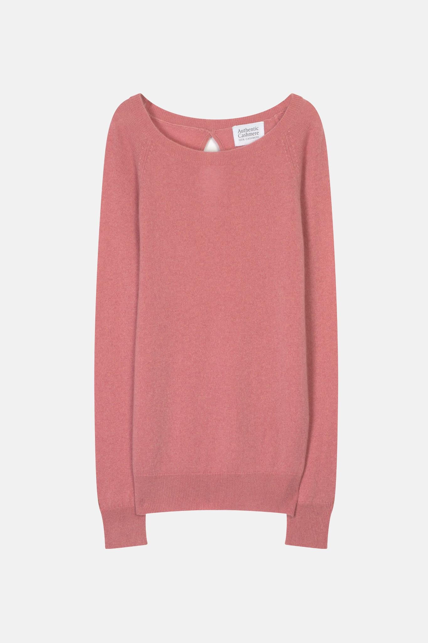 DIBONA pull col bateau goutte dos pétale 100% cachemire