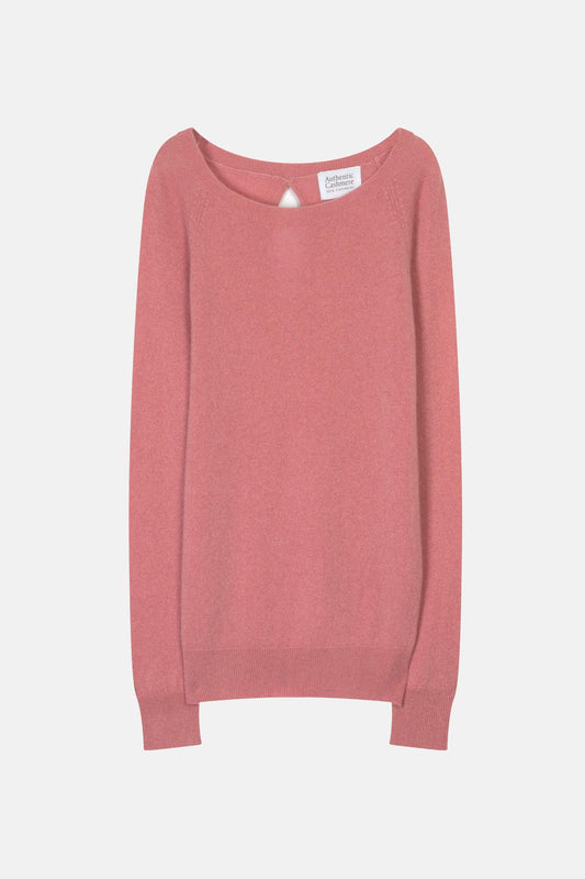 DIBONA pull col bateau goutte dos pétale 100% cachemire