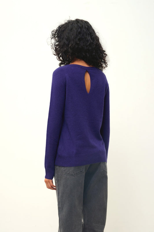 dibona pull col bateau goutte dos purple 100% cachemire