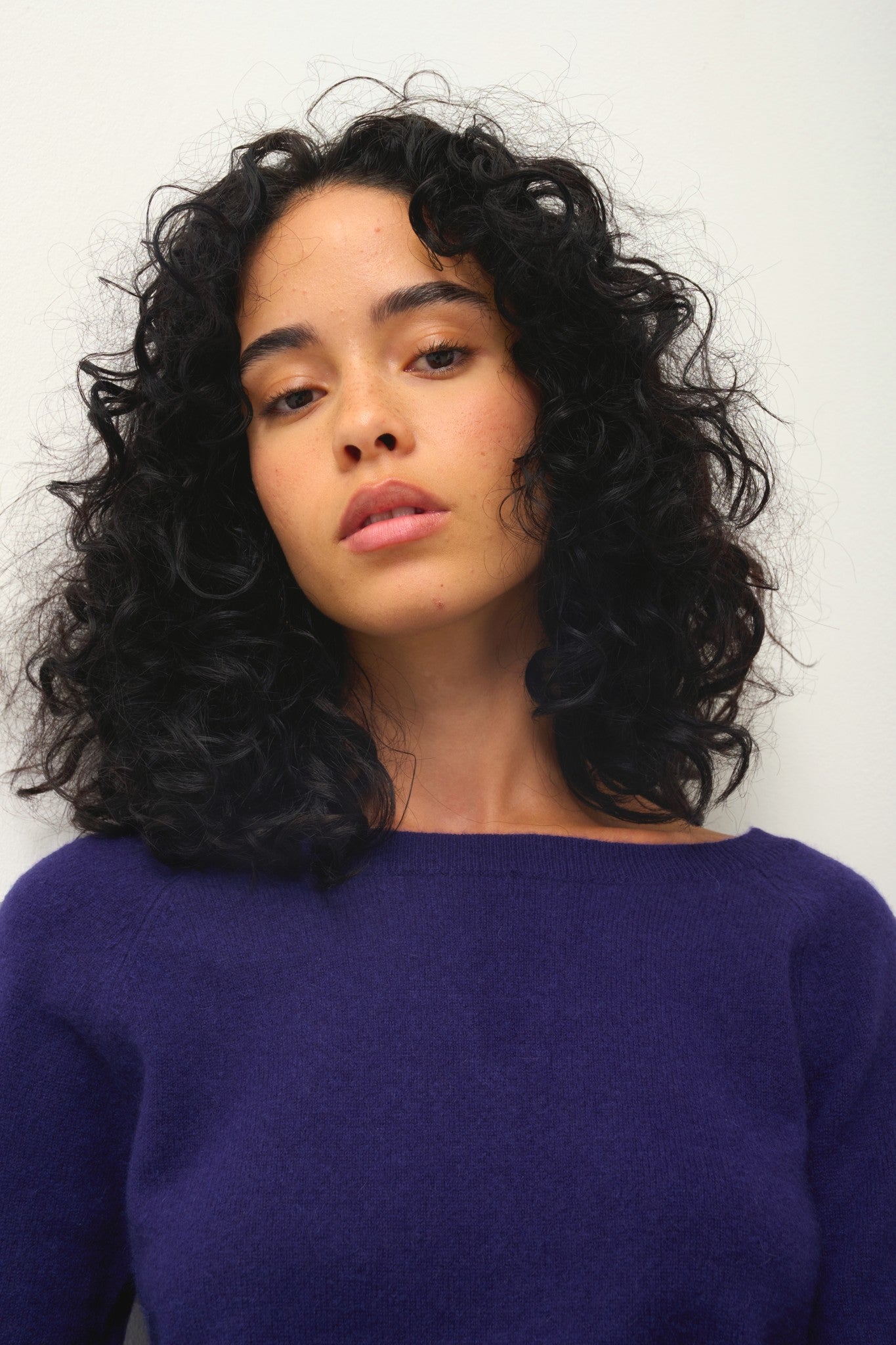 dibona pull col bateau goutte dos purple 100% cachemire