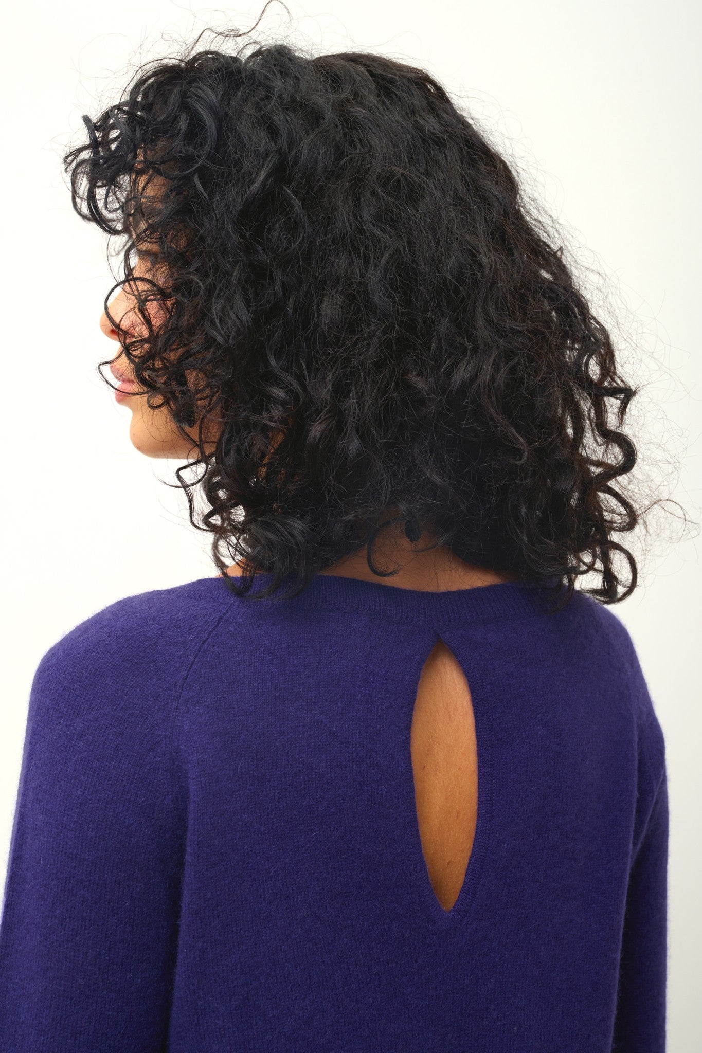 dibona pull col bateau goutte dos purple 100% cachemire