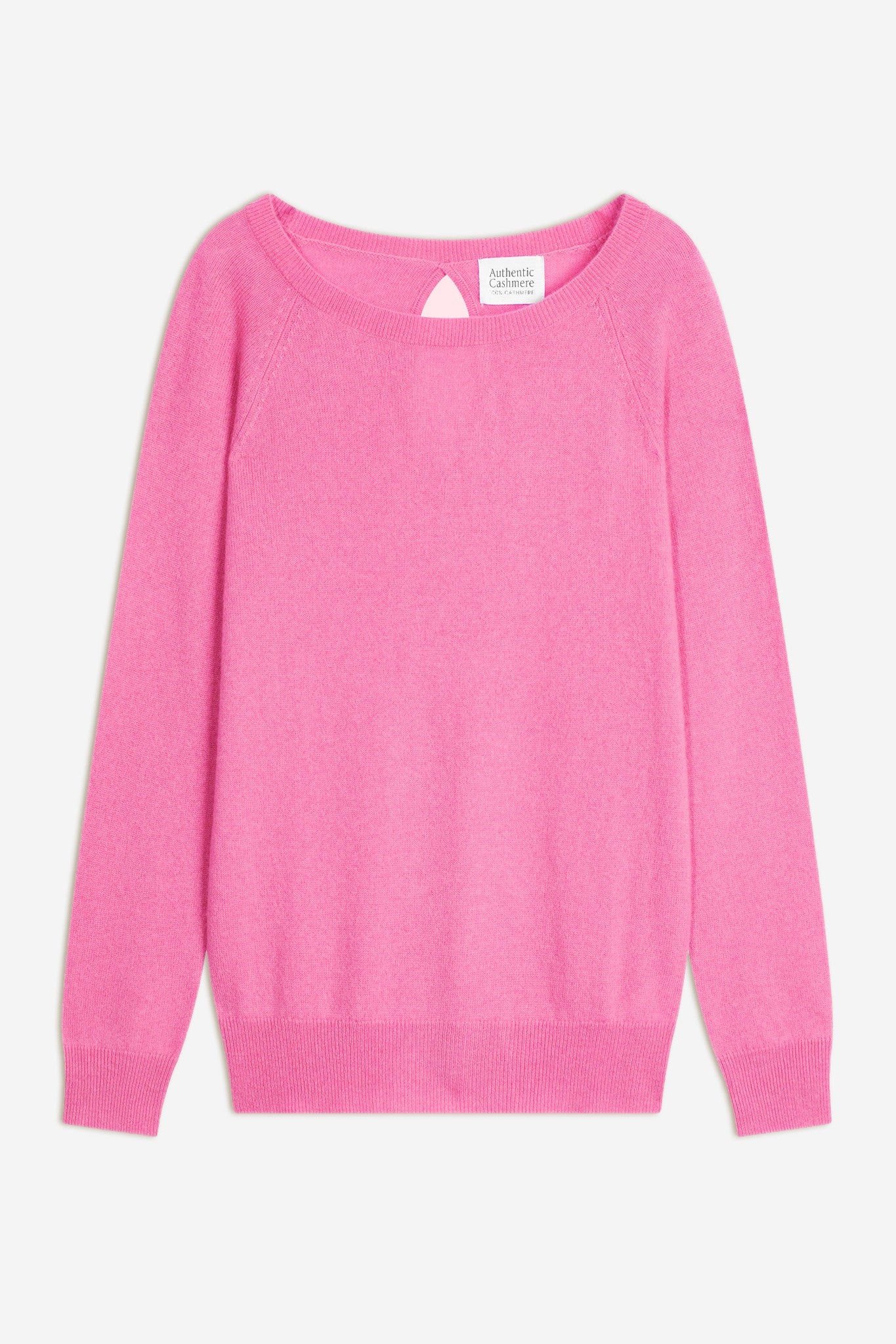 dibona pull col bateau goutte dos rose 100% cachemire