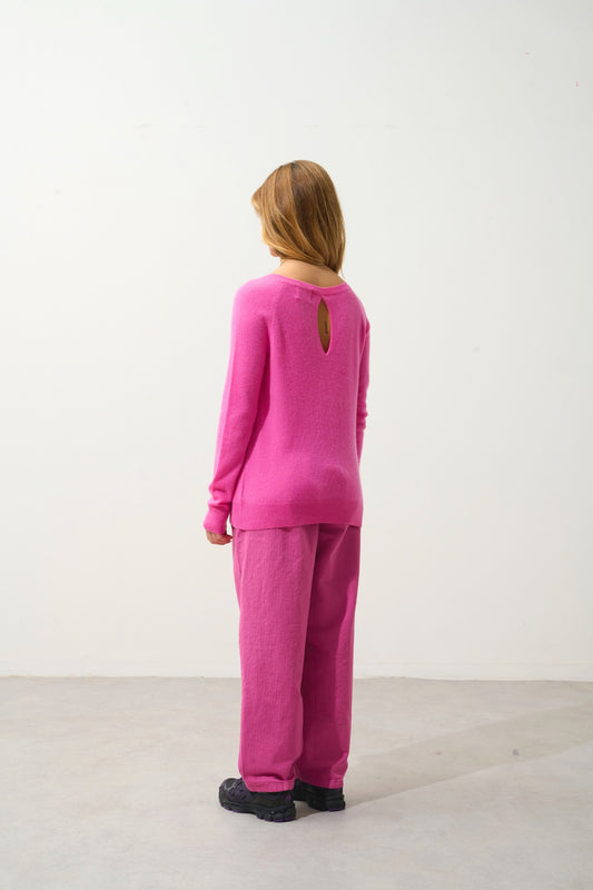 DIBONA Pullover Boot-Kragen Tropfen Rücken rosa 100% Kaschmir