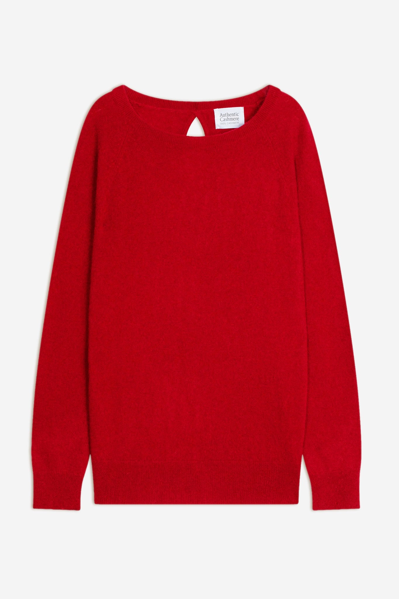 dibona pull col bateau goutte dos rouge 100% cachemire