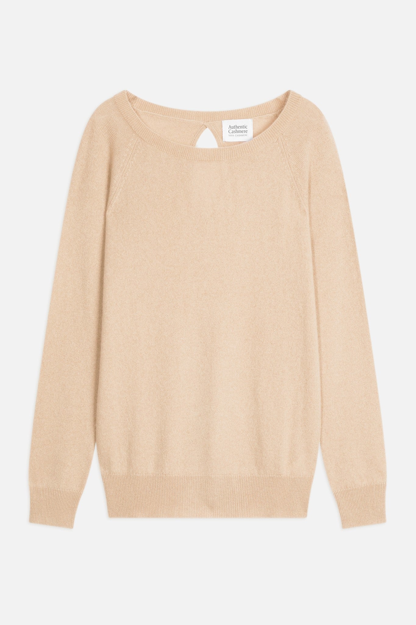 dibona pull col bateau goutte dos sable 100% cachemire