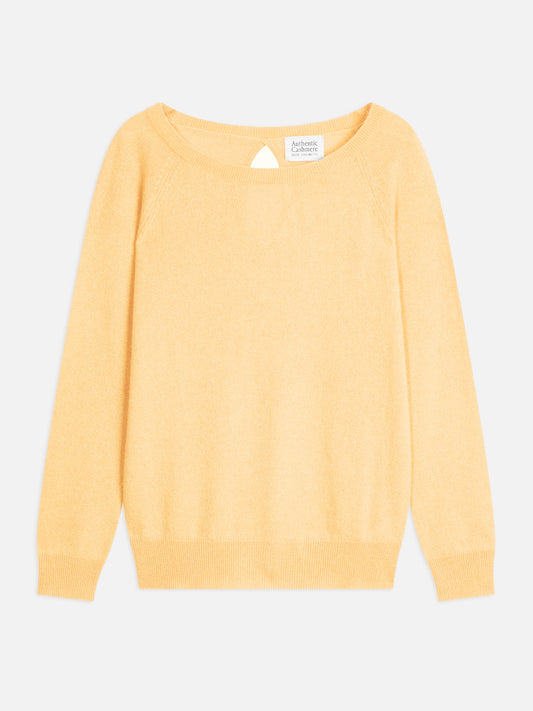 DIBONA pull col bateau goutte dos vanille 100% cachemire