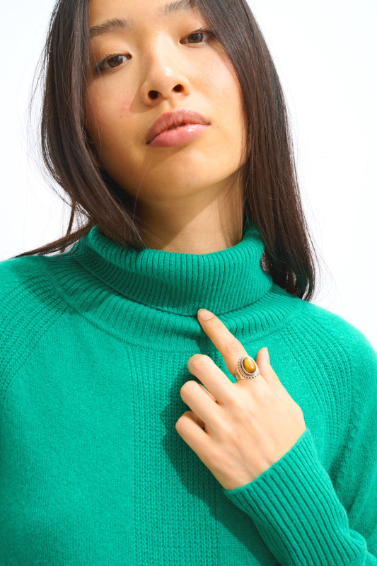 dolce pull col roulé menthe 100% cachemire