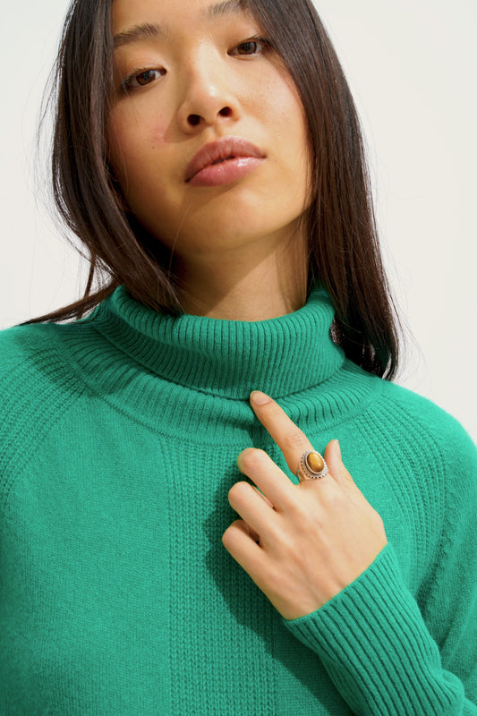 DOLCE pull col roulé menthe 100% cachemire