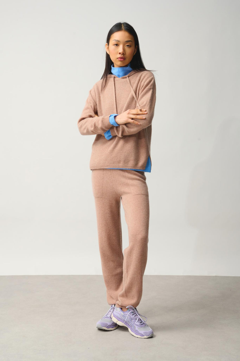 DORTE Kapuzenpullover camel meliert 100% Kaschmir