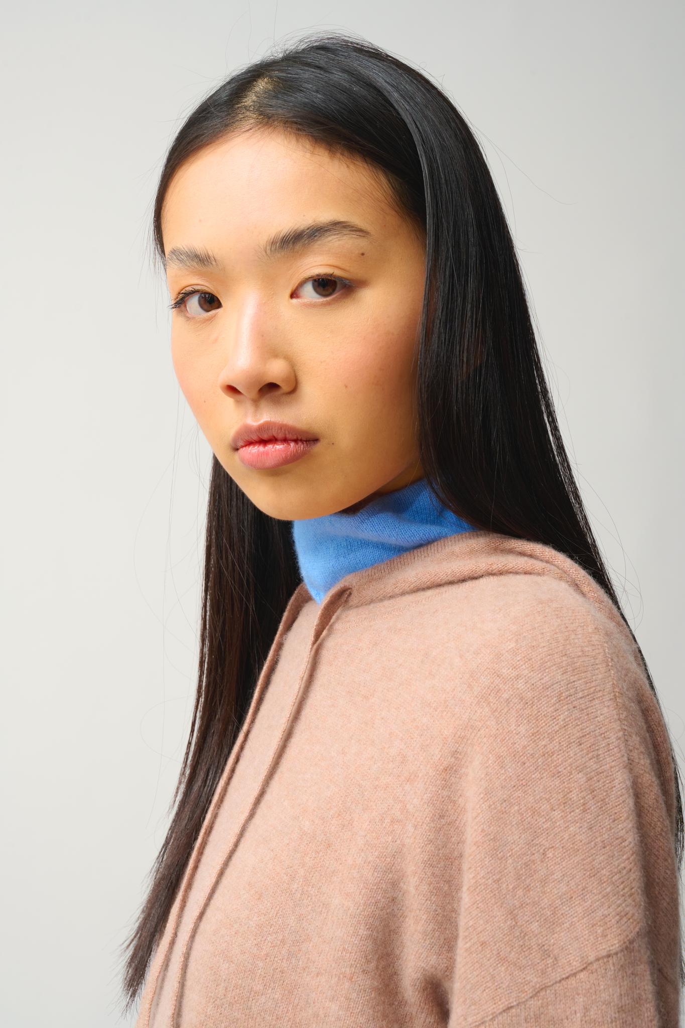 DORTE Kapuzenpullover camel meliert 100% Kaschmir