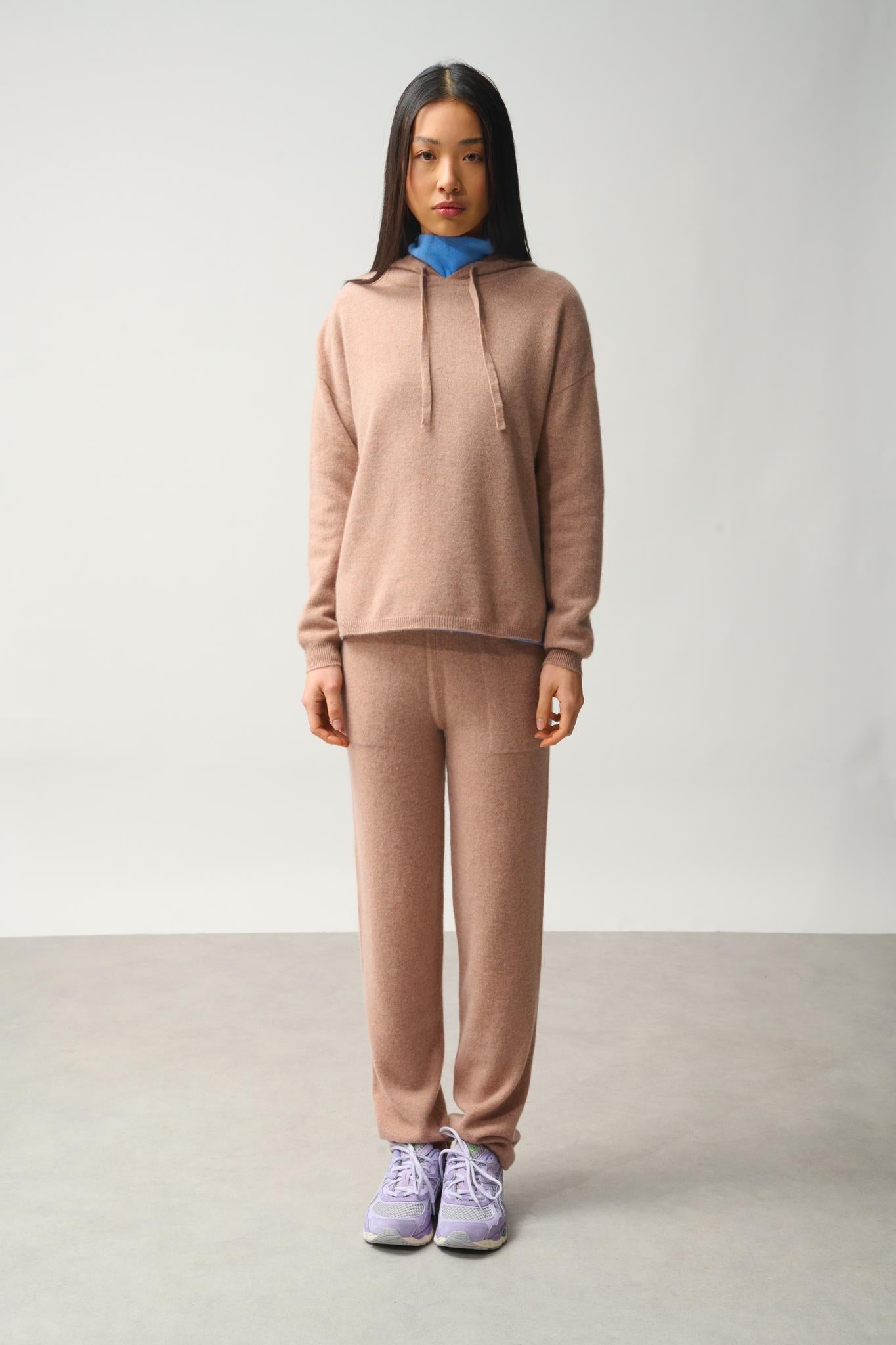 DORTE Kapuzenpullover camel meliert 100% Kaschmir