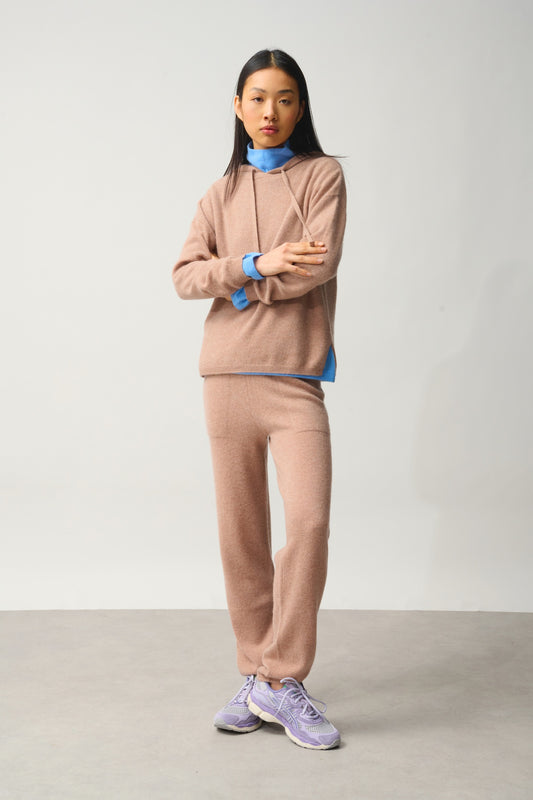 DORTE Kapuzenpullover camel meliert 100% Kaschmir