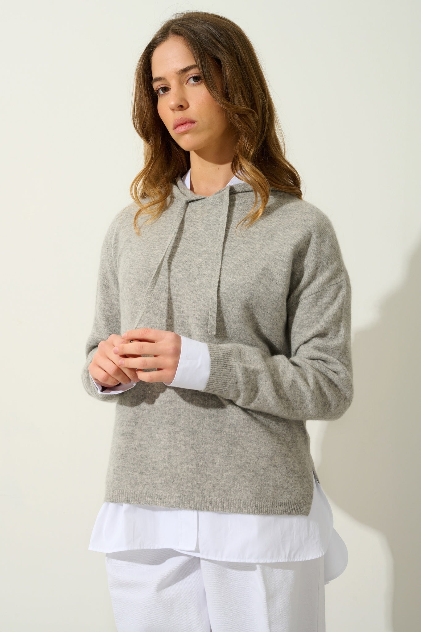 DORTE Kapuzenpullover Wolke meliert 100% Kaschmir