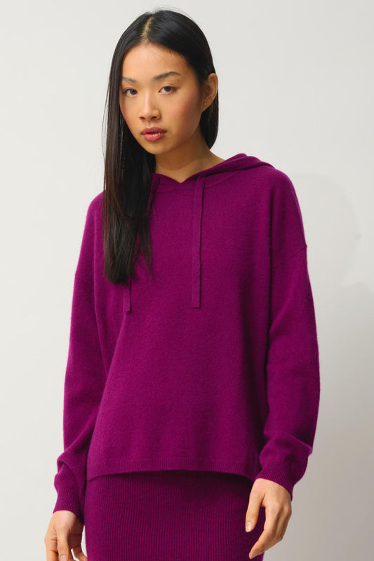 DORTE plum hooded sweater 100% cashmere