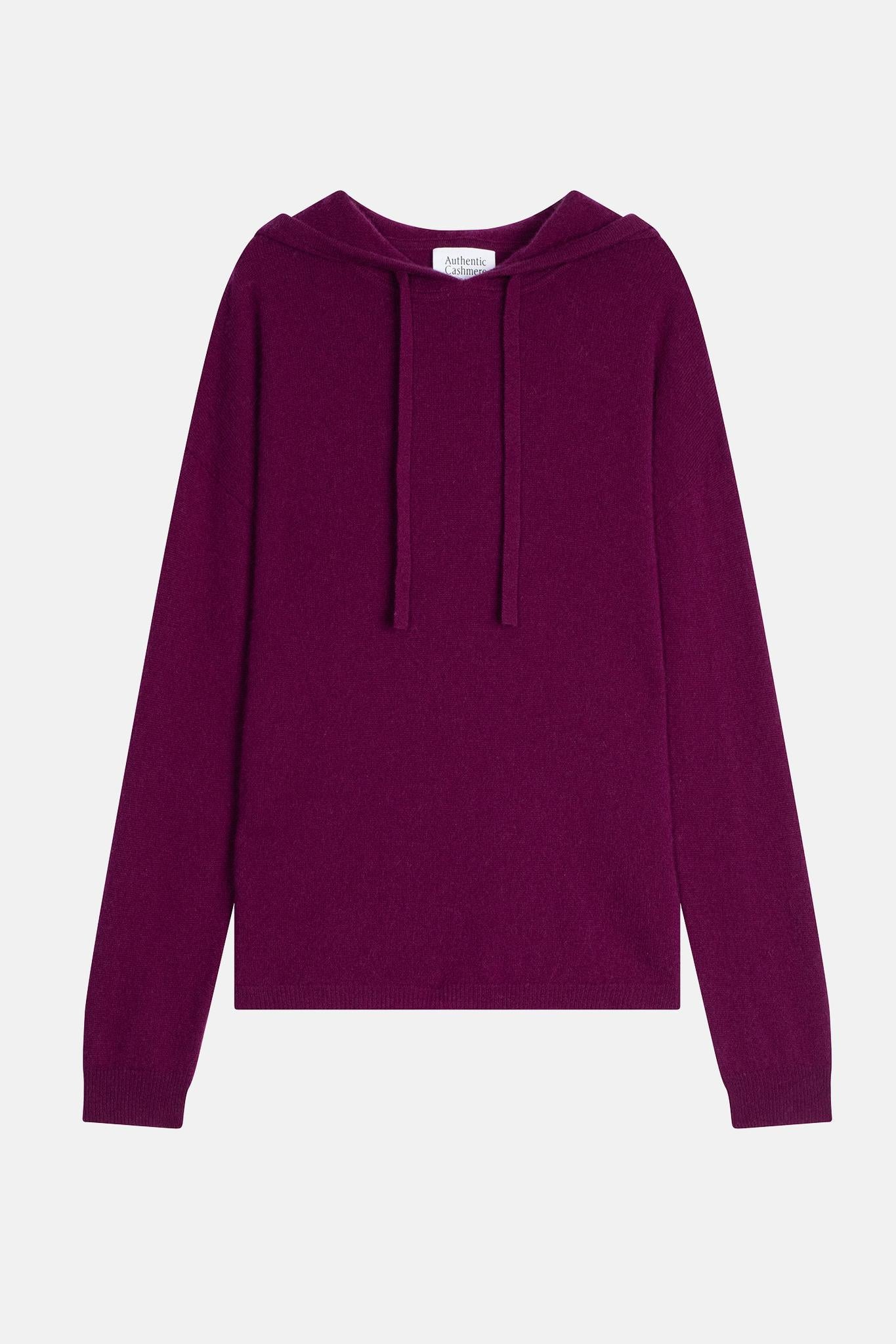 DORTE plum hooded sweater 100% cashmere
