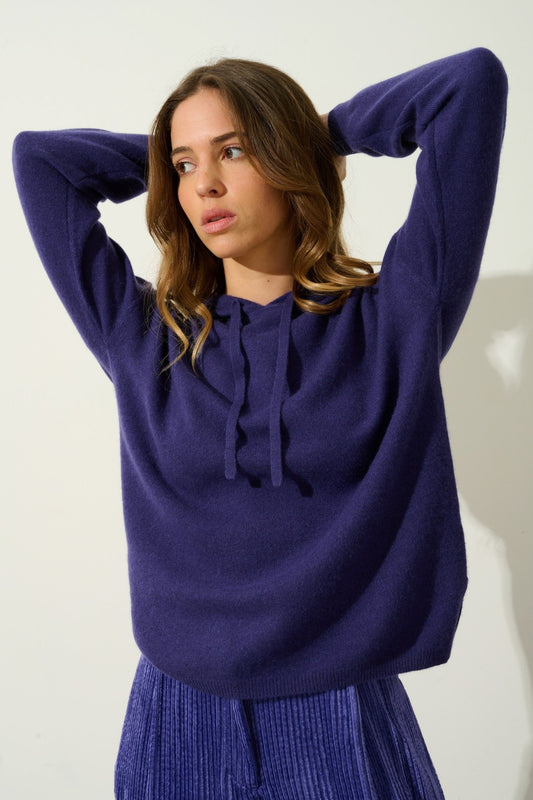 dorte pull capuche purple 100% cachemire