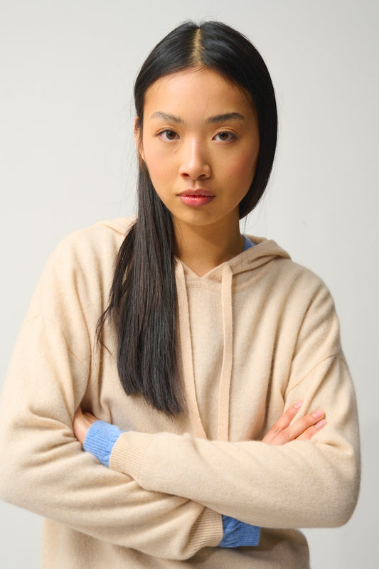 DORTE Kapuzenpullover Sand 100% Kaschmir