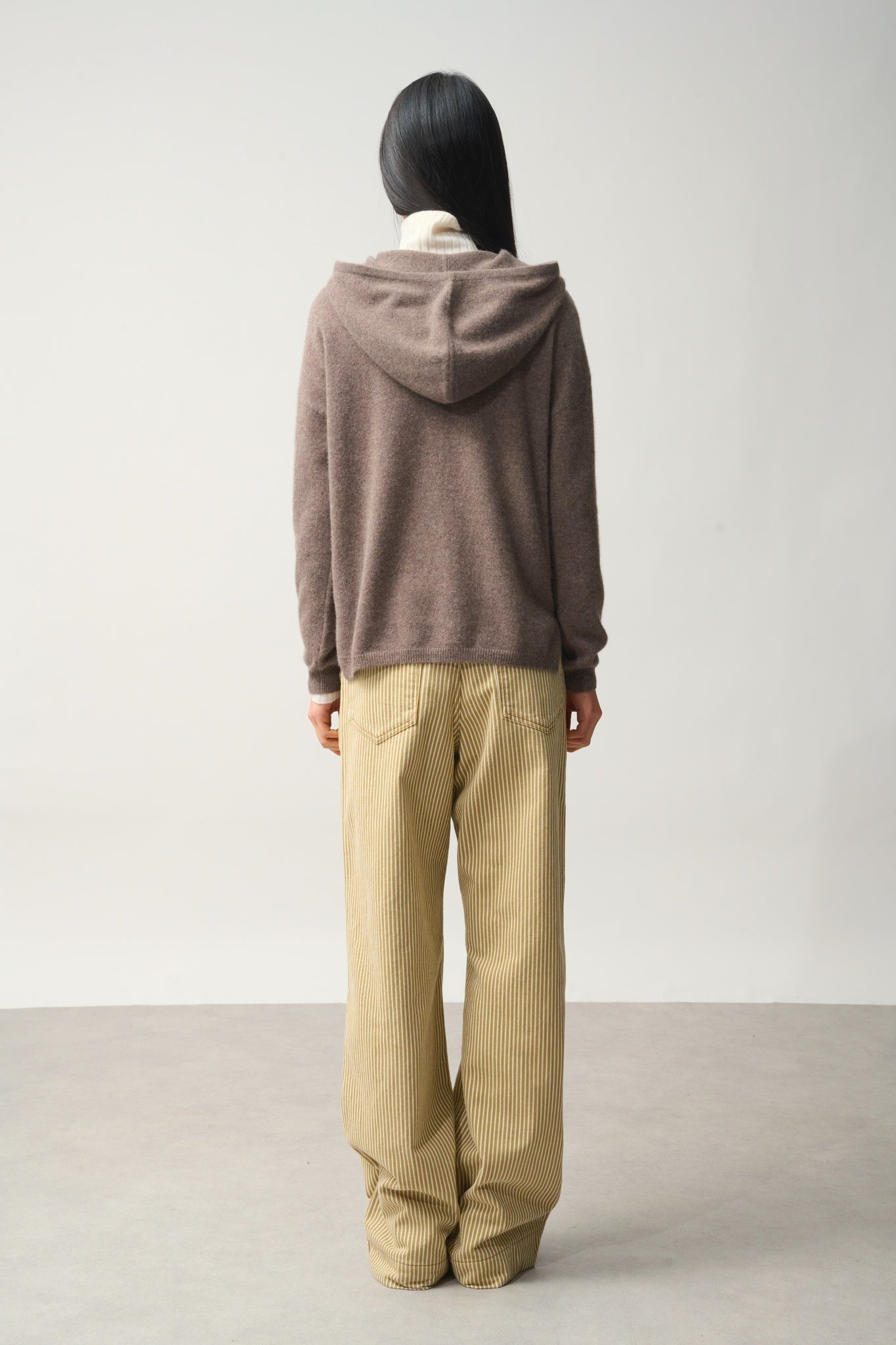 DORTE Kapuzenpullover taupe meliert 100% Kaschmir