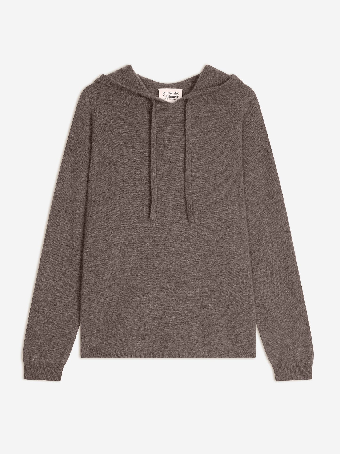 DORTE pull capuche taupe chiné 100% cachemire