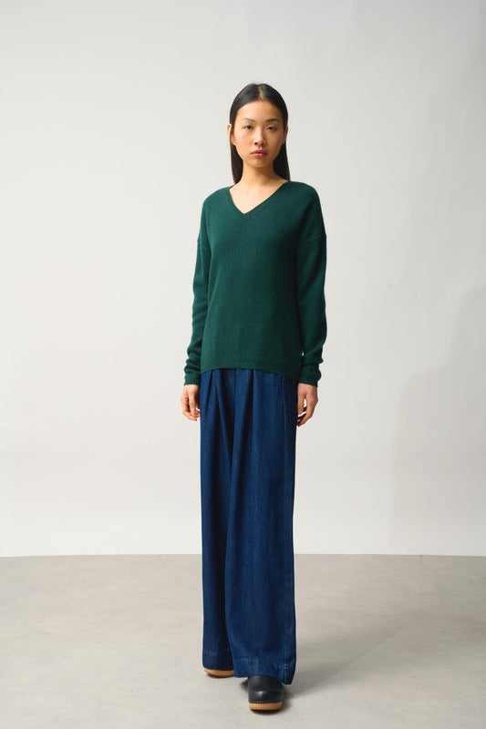 DOTY pull col v 4 fils cyprès 100% cachemire