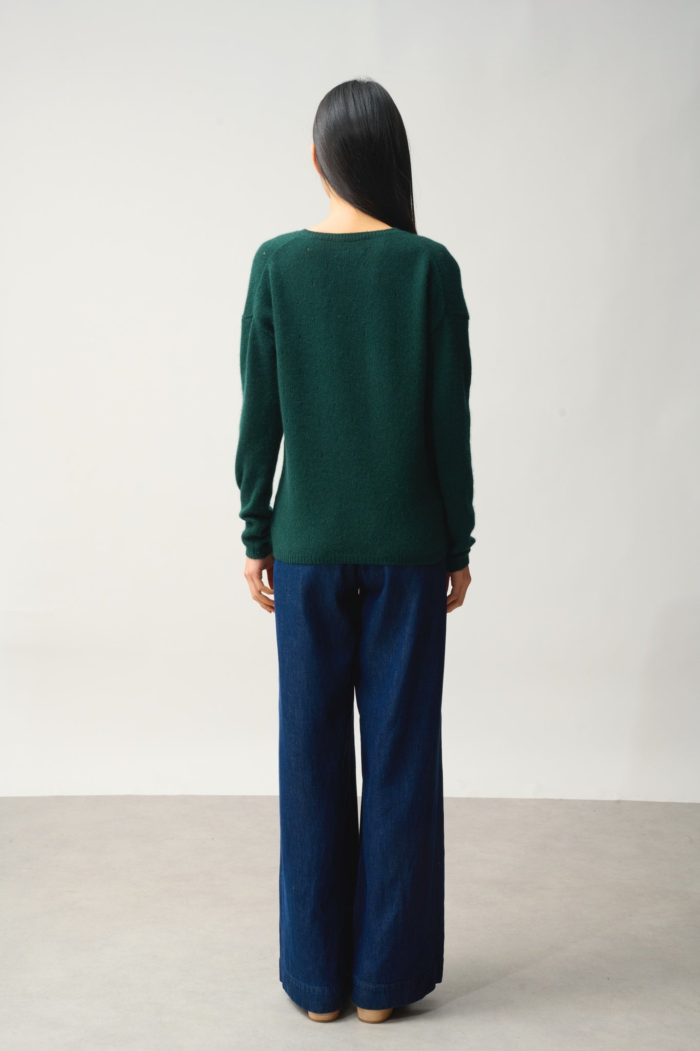 DOTY pull col v 4 fils cyprès 100% cachemire