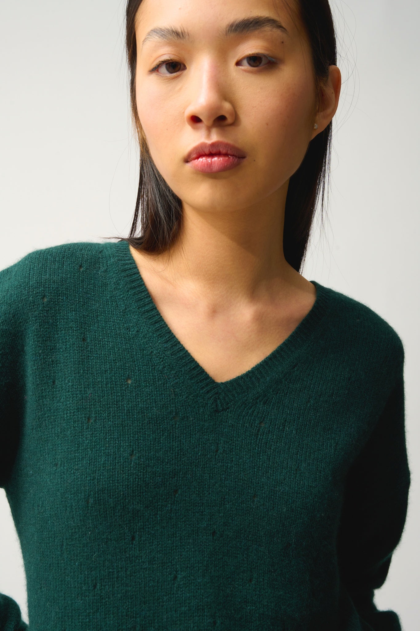 DOTY pull col v 4 fils cyprès 100% cachemire