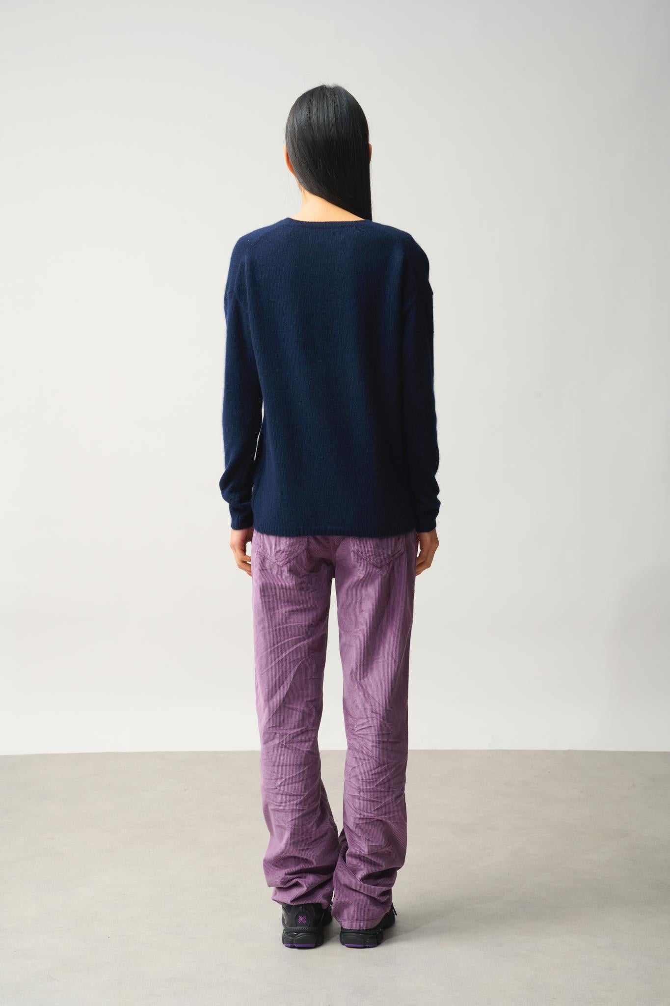 DOTY pull col v 4 fils navy 100% cachemire