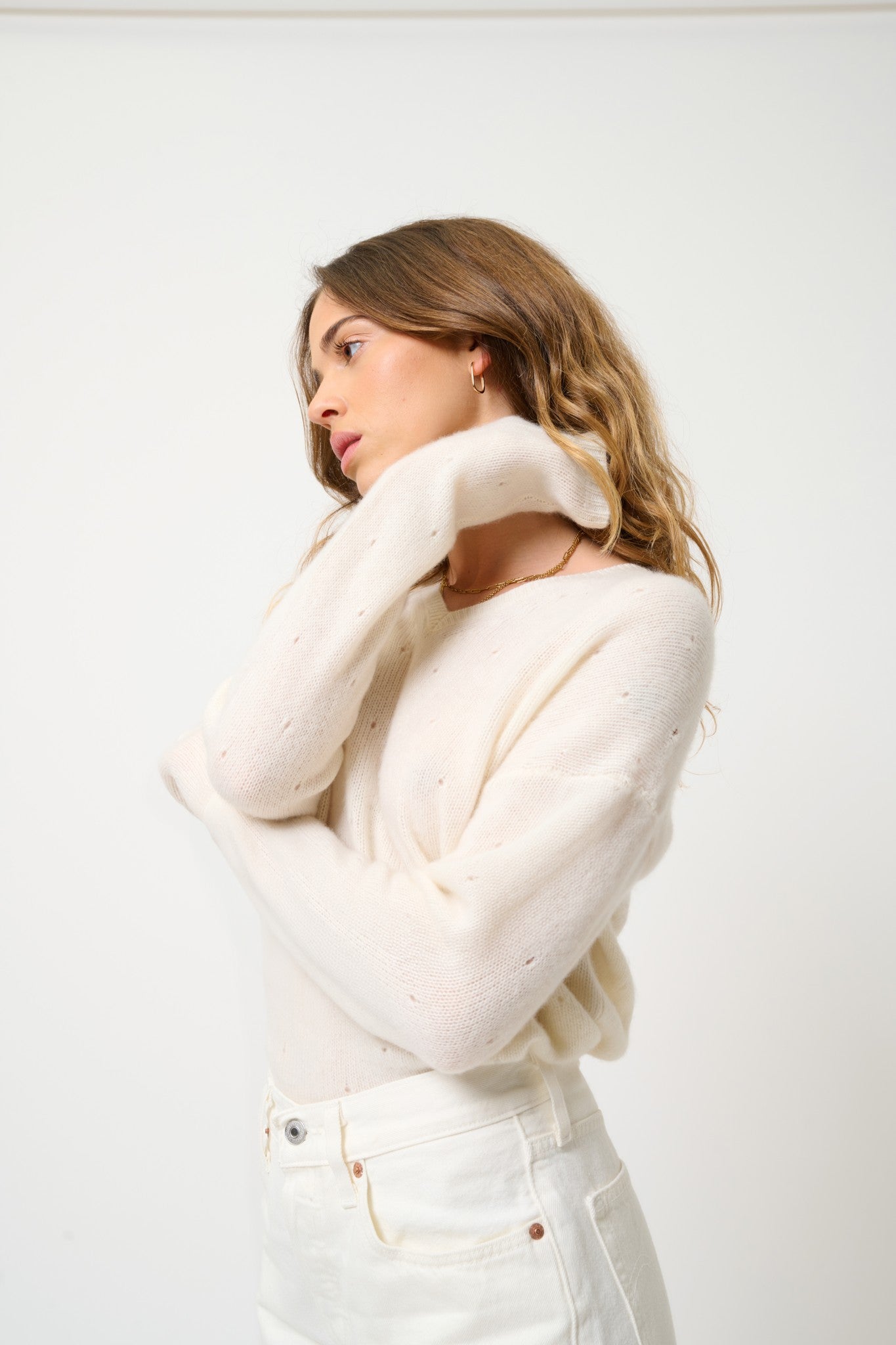 doty pull col v 4 fils neige 100% cachemire