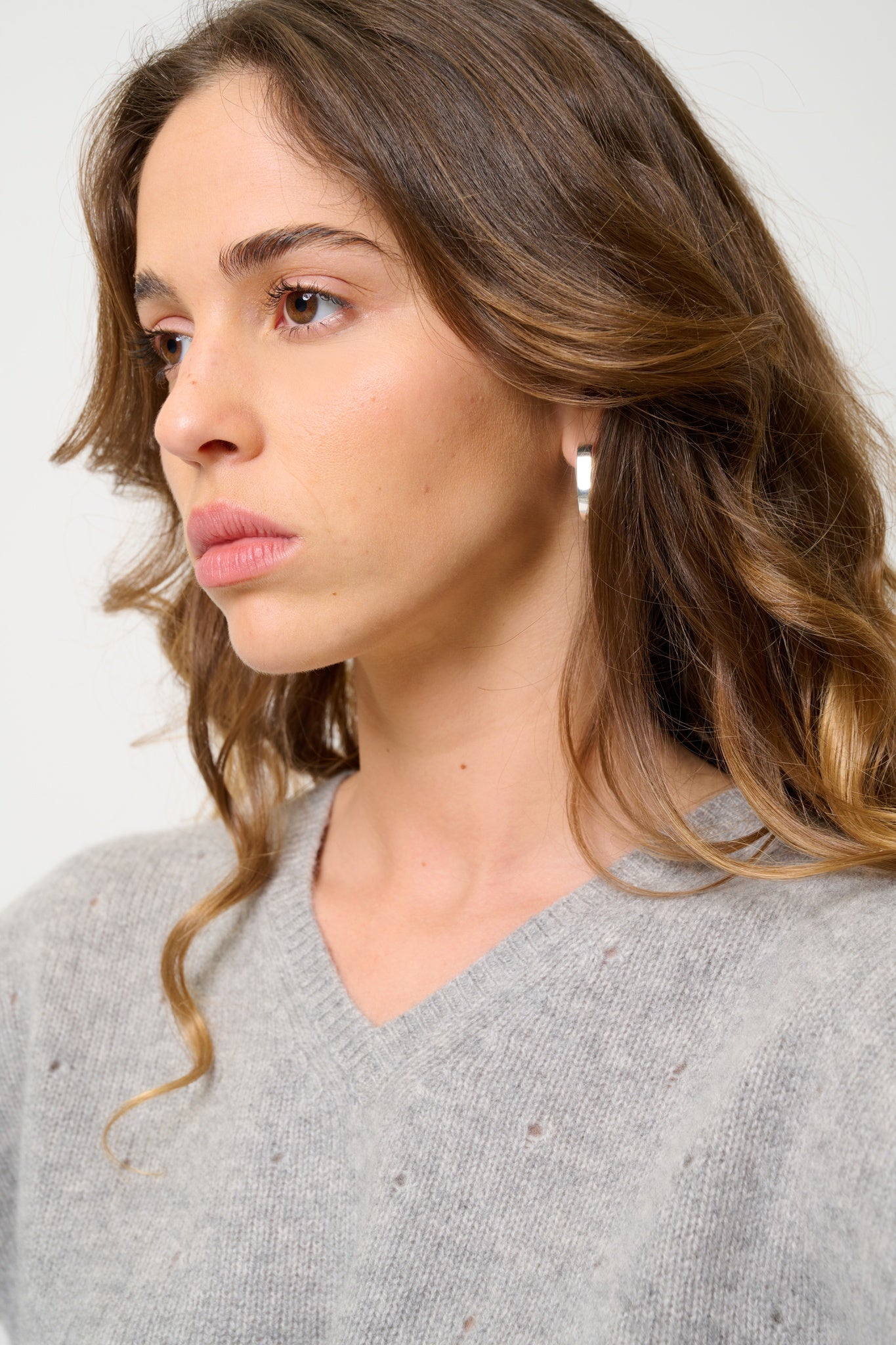 DOTY 4-fädiger Cloud-Heather-Pullover mit V-Ausschnitt, 100 % Kaschmir