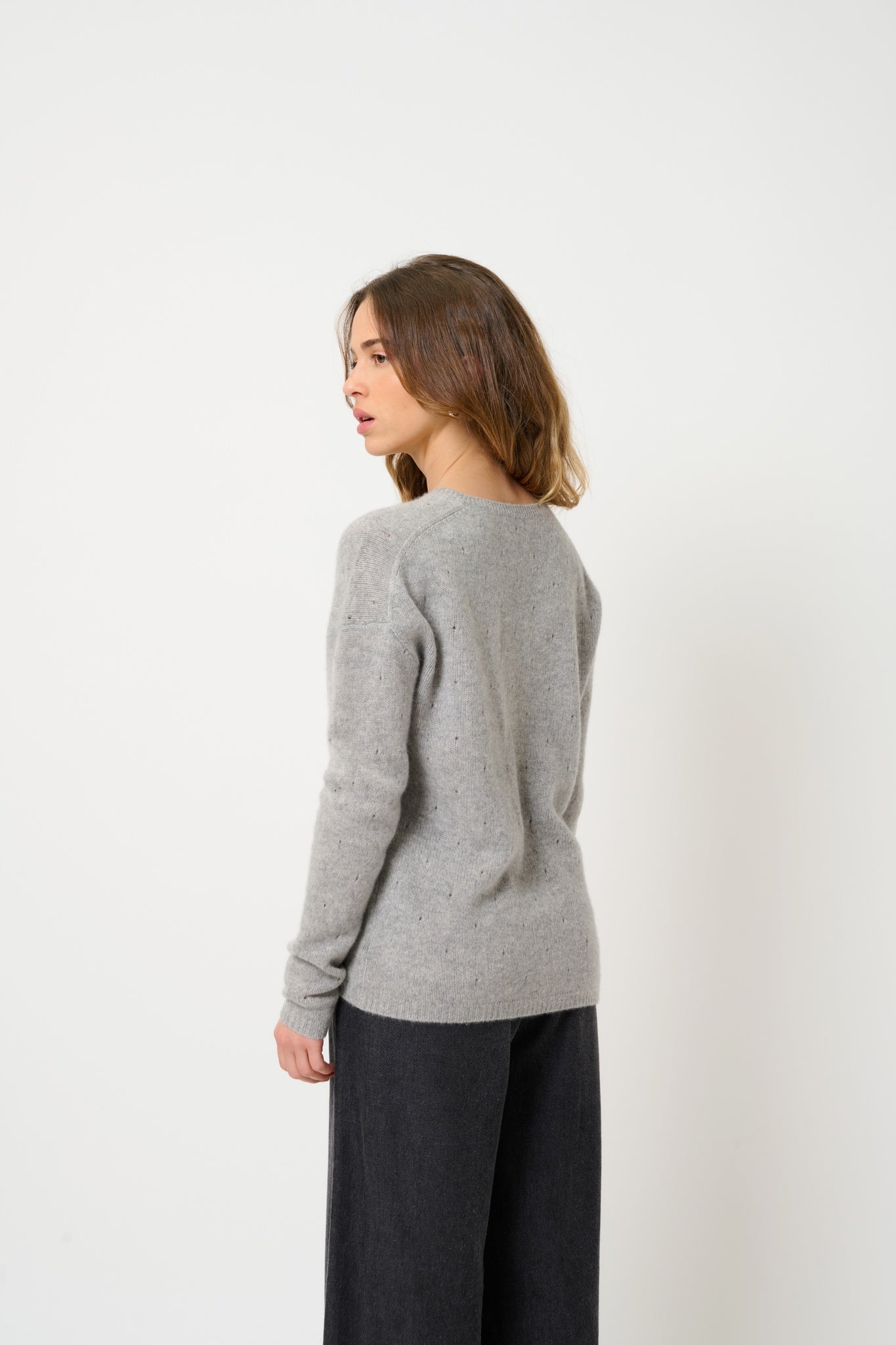 DOTY 4-fädiger Cloud-Heather-Pullover mit V-Ausschnitt, 100 % Kaschmir